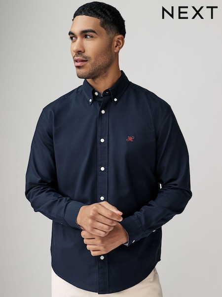 Navy Blue Regular Fit Long Sleeve Oxford Shirt (AC2643) | kr420