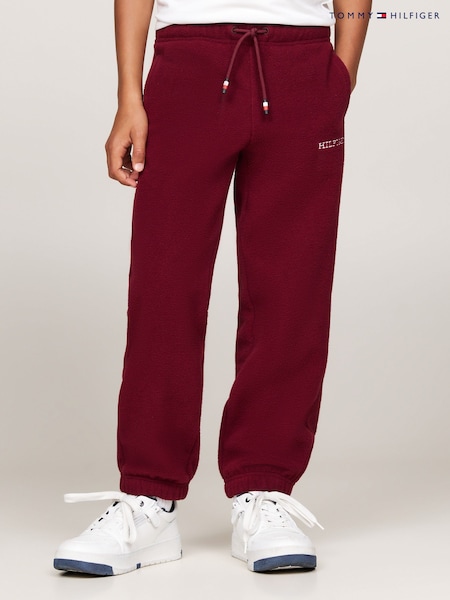 Tommy Hilfiger Burgundy Red Unisex Polar Fleece Joggers (AC2666) | €46