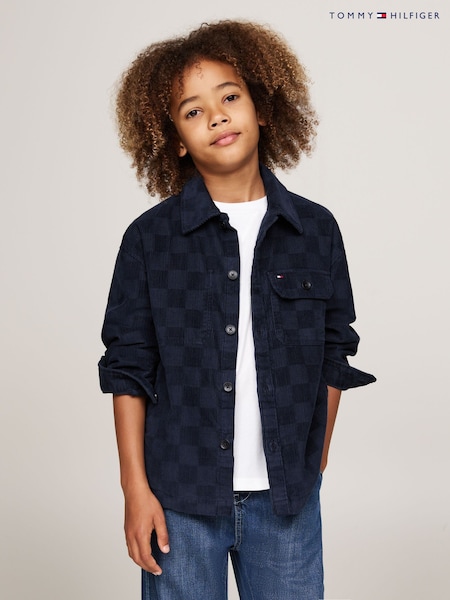 Tommy Hilfiger Blue Checkerboard Corduroy Shirt (AC2677) | €50