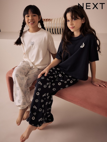 Schwarz/Ecru - Joggers Pyjamas 2 Pack (3-16yrs) (AC2707) | 26 € - 34 €