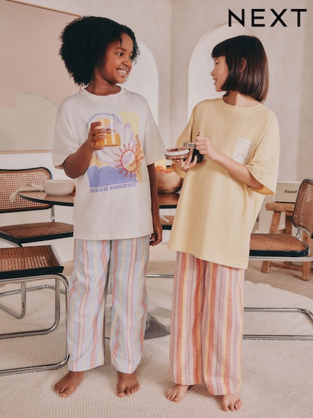 Jaune - 100% Cotton Woven Bottom Pyjamas 2 Pack (3-16yrs) (AC2724) | € 33 - € 41