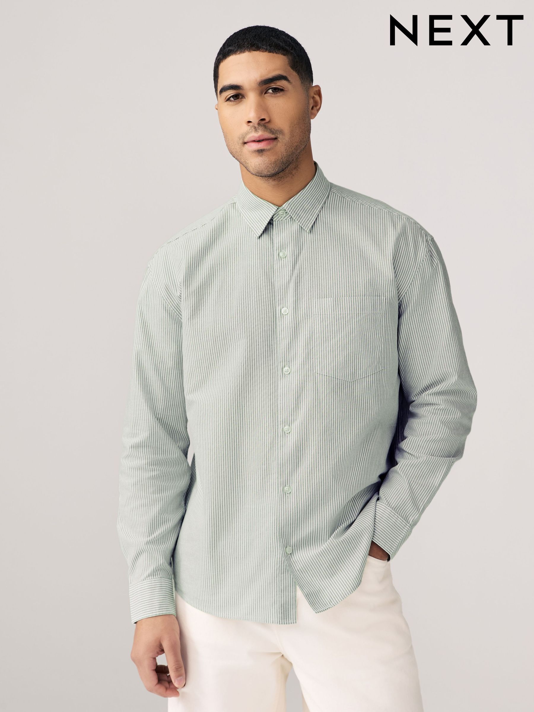 Men's Shirts Stripe Long Sleeve Workwear Clothing | Next Norway