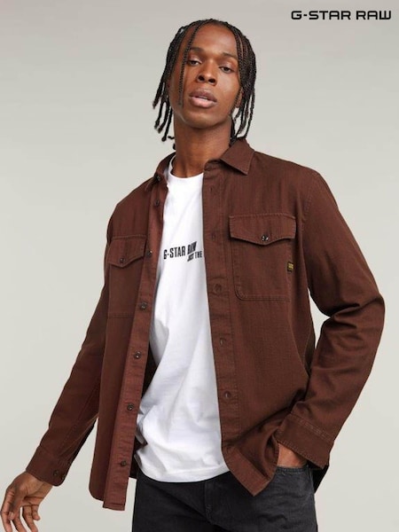G Star Brown Marine 100% Cotton Slim Shirt (AC2853) | €59