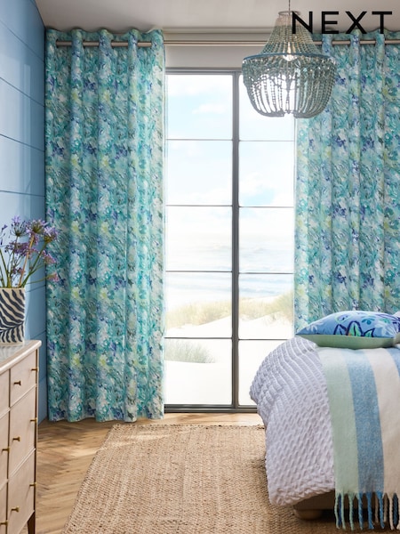 Blurred Abstract Printed Velvet Eyelet Lined Curtains (AC2866) | 113 € - 249 €
