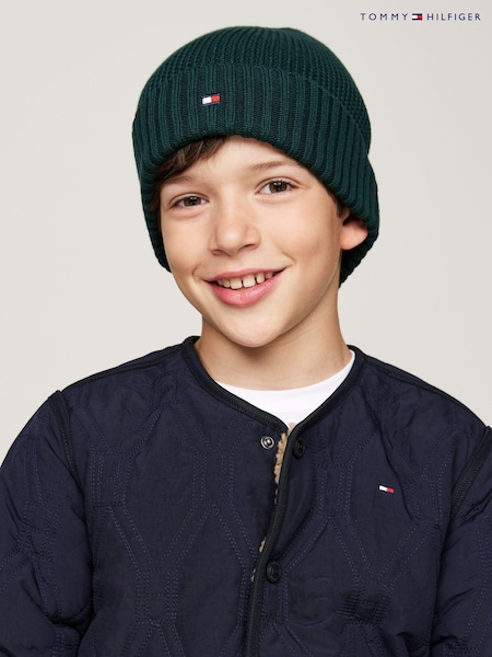 Tommy Hilfiger Green Small Flag Beanie (AC2905) | €21