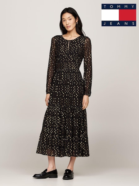 Tommy Hilfiger Black Fil Coupe Sparkle Maxi Dress (AC2925) | R$ 2,075