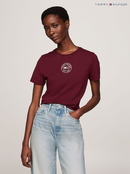 Tommy Hilfiger Red Slim Fit Nautical Graphic Crew Neck Short Sleeved T-Shirt (AC2927) | €25
