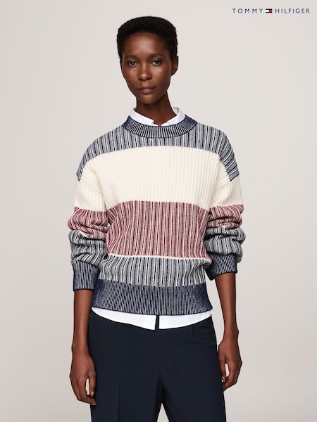 Tommy Hilfiger Blue Global Stripe All Over Sweater (AC2935) | AED1,048