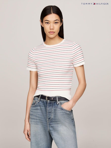 Tommy Hilfiger Mini Stripe Fine Cable Sweater T-Shirt (AC2937) | 459 LEI