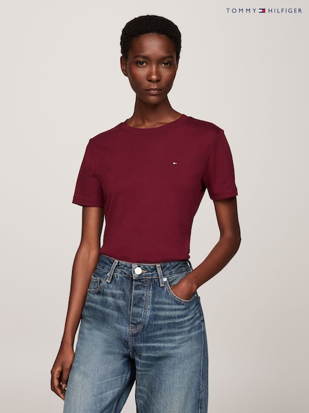Tommy Hilfiger Red Slim Fit Cody Crew Neck Short Sleeve 100% Cotton T-Shirt (AC2941) | 111 QAR