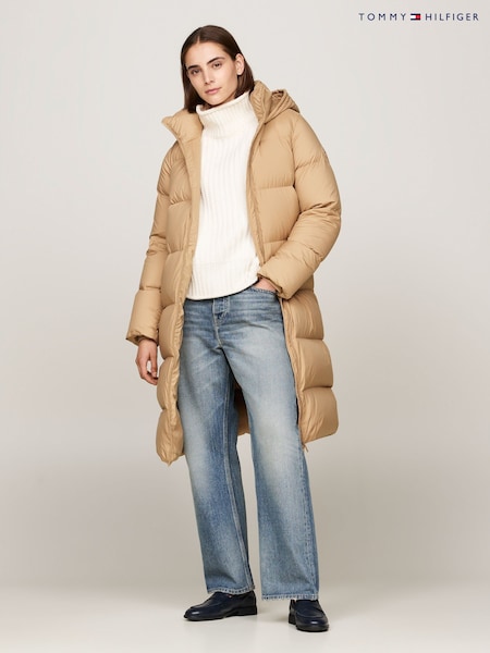 Tommy Hilfiger Down Casual Maxi Brown Coat (AC2956) | ₪1,609