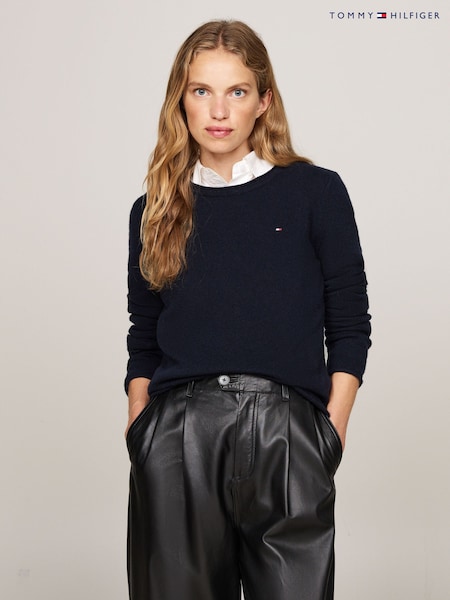 Tommy Hilfiger Blue Soft Wool Crew Neck Jumper (AC2965) | €140