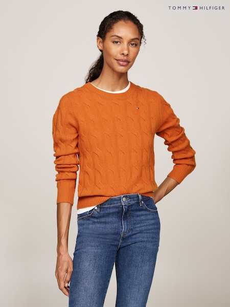 Oranssi - Tommy Hilfiger Soft Wool Cable Crew Neck Jumper (AC2973) | €221