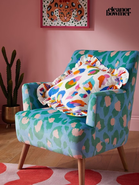 Eleanor Bowmer Multi Painted Leopard Ruffle Cushion (AC3108) | €34