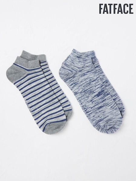 FatFace Grey Striped Trainer Socks 2 Pack (AC3170) | €13