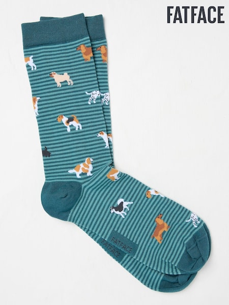 FatFace Teal Blue Dogs Men's Socks (AC3185) | €11