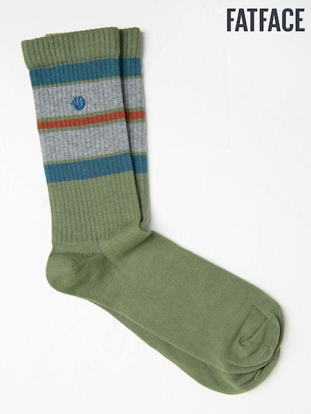 FatFace Green Men's Striped Ribbed Socks (AC3187) | €11