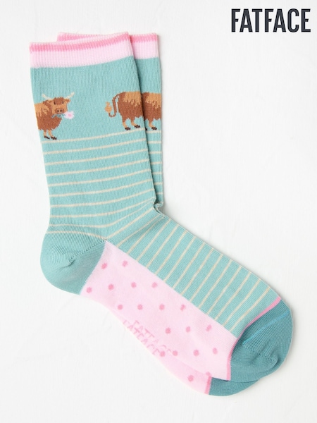 Grön Hetty Highland Cow - FatFace Women's Socks (AC3233) | kr160