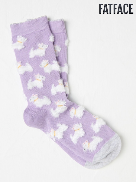 FatFace Lilac Purple Fluffy Westie Women's Socks (AC3235) | R165