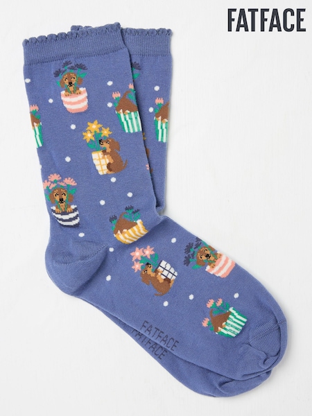 FatFace Blue Garden Dogs Women's Socks (AC3238) | R$ 75