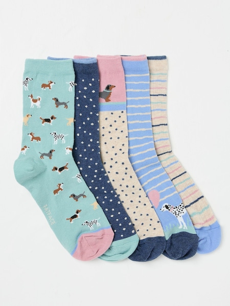 FatFace Multi Dogs 5 Pack Women's Socks (AC3266) | $28