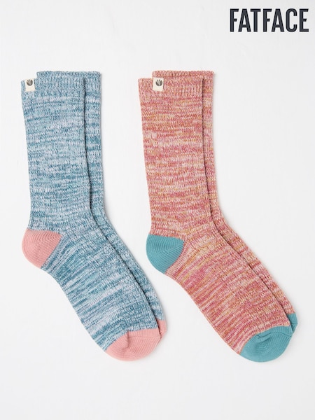FatFace Blue & Pink 2 Pack Women's Boot Socks (AC3286) | €18