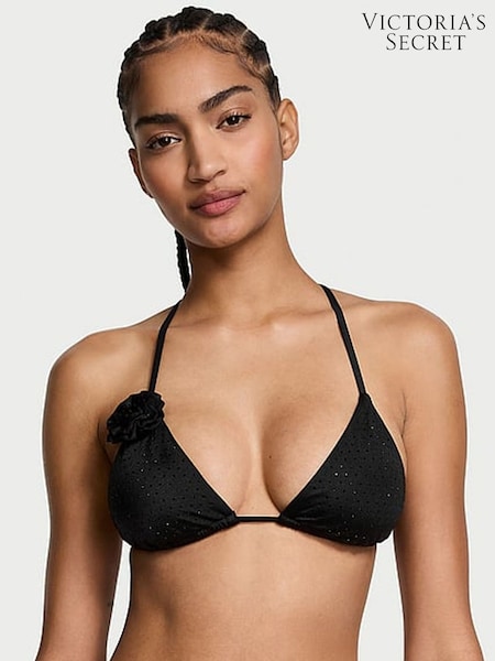 Victoria's Secret Black Diamante Triangle Rosette Bikini Top (AC3315) | €68