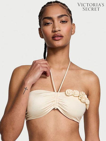 Victoria's Secret Candlelight White Bandeau Rosette Bikini Top (AC3319) | €56