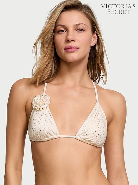 Victoria's Secret Candlelight White Diamante Triangle Rosette Bikini Top (AC3329) | €68