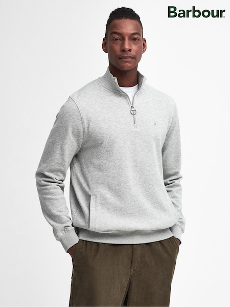 Barbour® Grey Beckhill Quarter Zip 100% Cotton Sweatshirt (AC3410) | €155