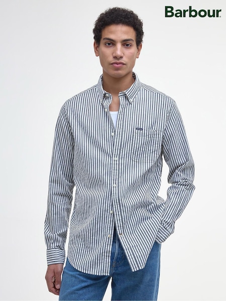 Barbour® Blue Cresswell Seersucker Tailored Fit Shirt (AC3414) | €120