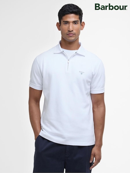 Barbour® White 100% Cotton Hingham Polo Shirt (AC3437) | €129