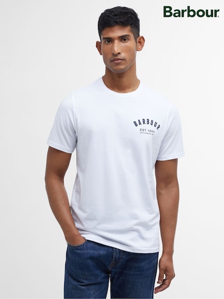 Barbour® White 100% Cotton Preppy T-Shirt (AC3440) | €37