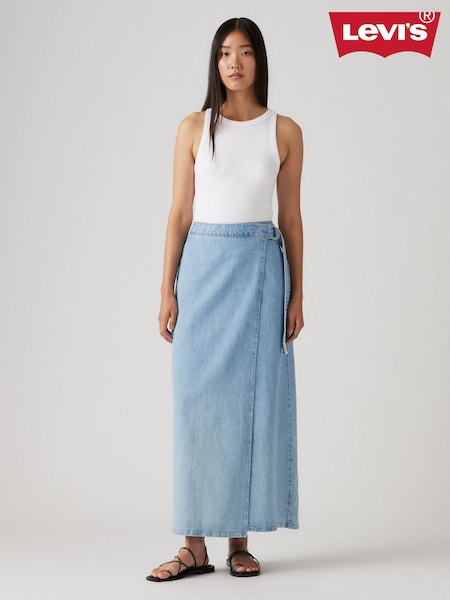 Levi's® Blue Column Wrap Midi 100% Cotton Skirt (AC3492) | €134