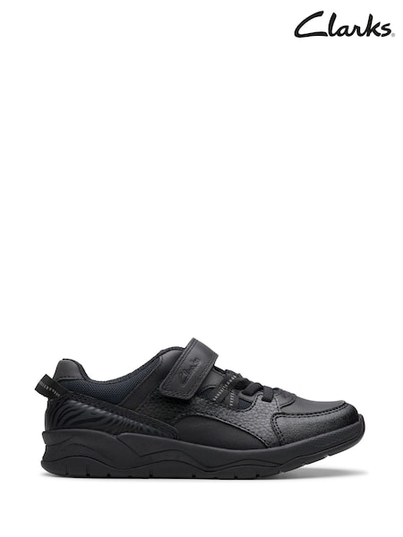 Clarks Black Wide Fit (G) Leather Clowder Stripe Shoes (AC3517) | €30 - €33