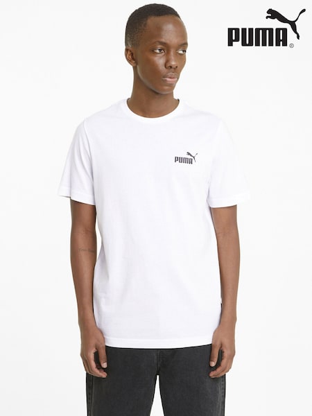Puma White Mens Essentials Small Logo 100% Cotton T-Shirt (AC3657) | AED122