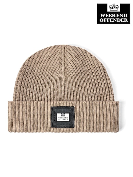 Weekend Offender Mens Mocha Knitted Beanie Brown Hat (AC3682) | €28