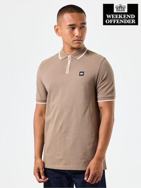Weekend Offender Mens Shore Zip 100% Cotton Polo Shirt (AC3687) | AED160