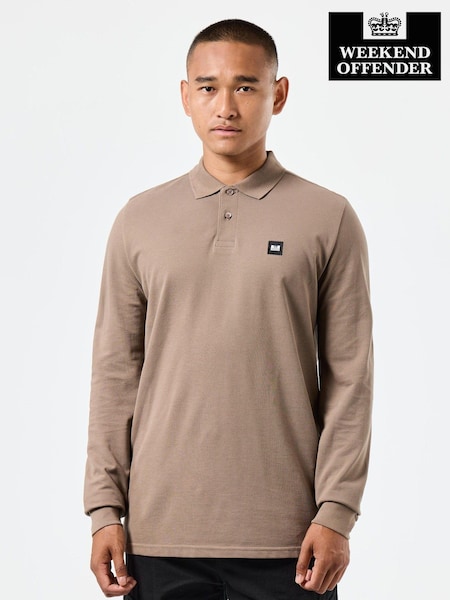 Weekend Offender Mens Classic Dice Badge Long Sleeve 100% Cotton Polo Shirt (AC3689) | €36