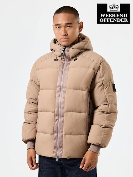 Weekend Offender Mens Amsterdam Down Padded Brown Jacket (AC3690) | €172