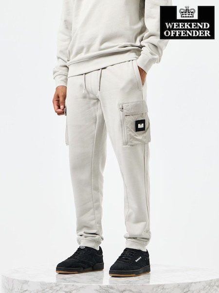 Weekend Offender Mens Grey Lippi Cargo 100% Cotton Joggers (AC3708) | €46
