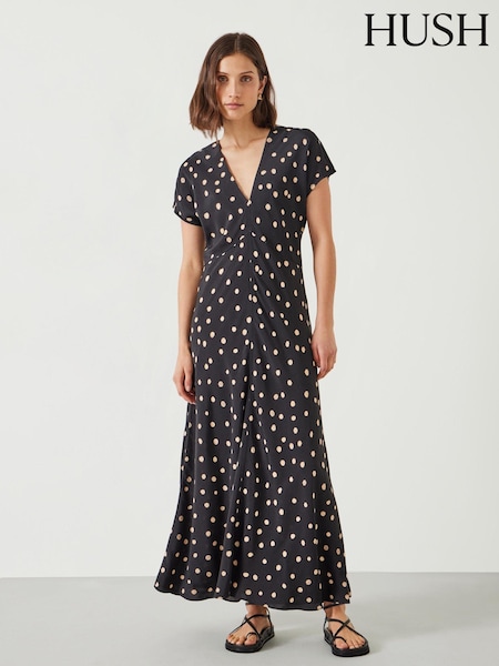Hush Black Amelia Printed Polka Dot Maxi Dress (AC3761) | €75