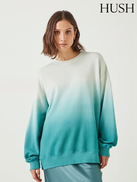 Hush Blue Oversized Ombre Quaden 100% Cottton Sweatshirt (AC3762) | €54