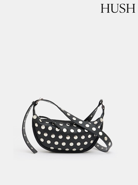 Hush Studded Rory Crescent Leather Crossbody Bag (AC3763) | 886 LEI