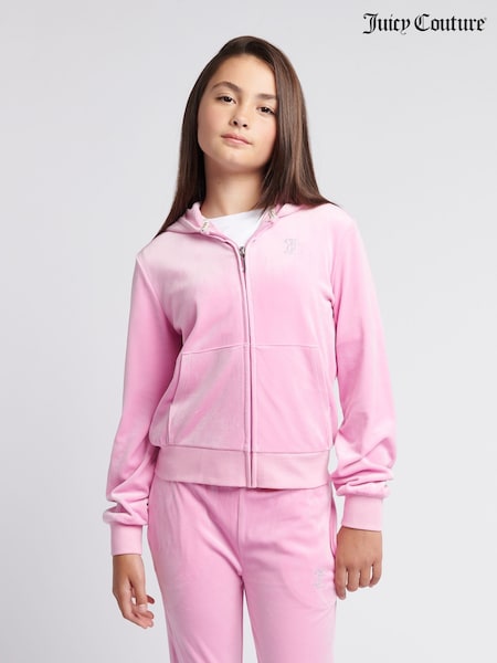 Juicy Couture Pink/Rust Diamanté Zip Through Hoodie (AC3784) | $131 - $157