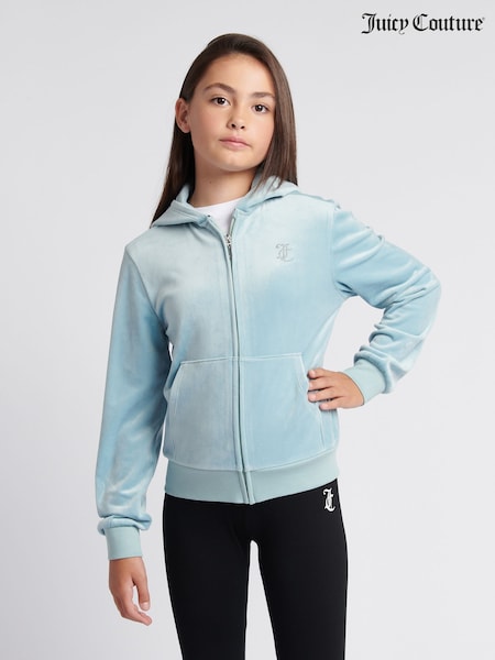 Juicy Couture Aqua Blue Diamanté Zip Through Hoodie (AC3790) | $131 - $157
