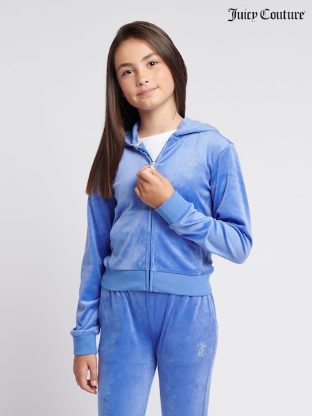 Juicy Couture Black Chrome Diamanté Zip Through Hoodie (AC3799) | $131 - $157