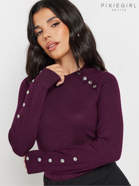 PixieGirl Petite Red Button Cuff Neck Jumper (AC3929) | €36
