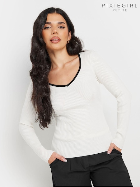 PixieGirl Petite Cream Sweetheart Neck Long Sleeve Jumper (AC3938) | €35