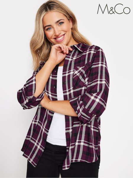 M&Co Red Long Sleeve Checked 100% Cotton Shirt (AC3951) | €37